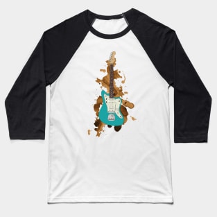 Offset Style Electric Guitar Teal Color Baseball T-Shirt